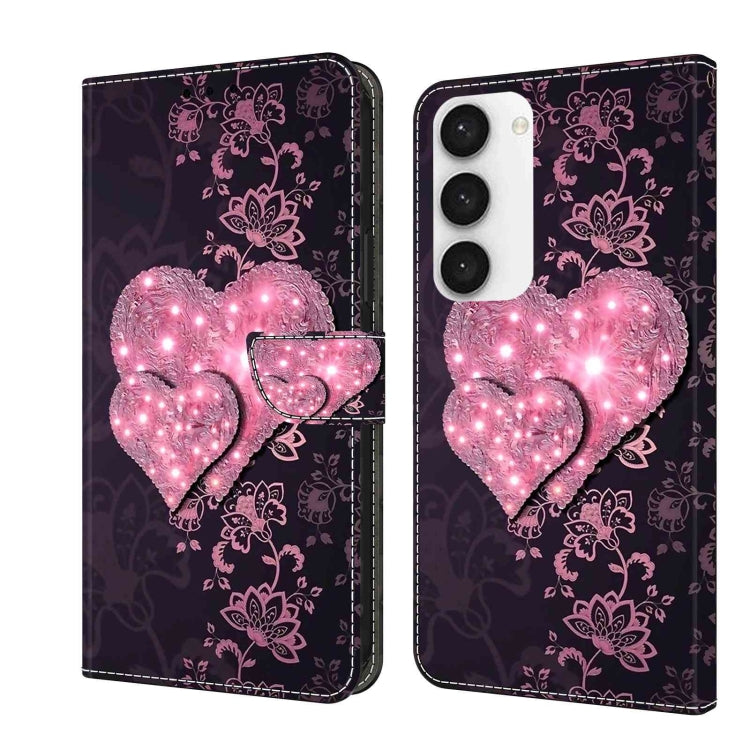 For Samsung Galaxy S23 Crystal 3D Shockproof Protective Leather Phone Case(Lace Love) - free shipping - PMC TechLife - Order now!