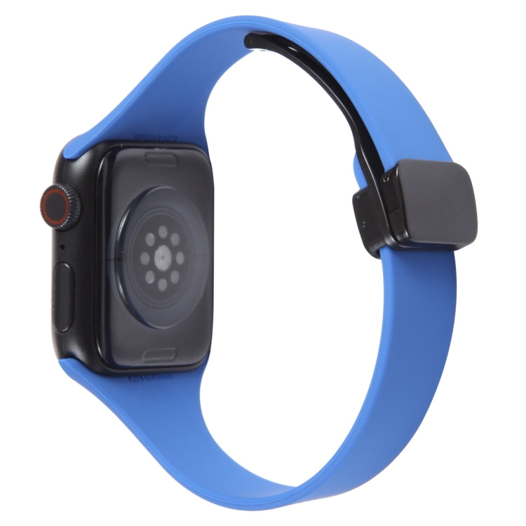 For Apple Watch Ultra 49mm Magnetic Buckle Slim Silicone Watch Band(Royal Blue) - Watch Bands by PMC Jewellery | Online Shopping South Africa | PMC Jewellery