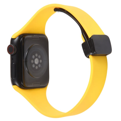 For Apple Watch 8 41mm Magnetic Buckle Slim Silicone Watch Band(Yellow) - Watch Bands by PMC Jewellery | Online Shopping South Africa | PMC Jewellery