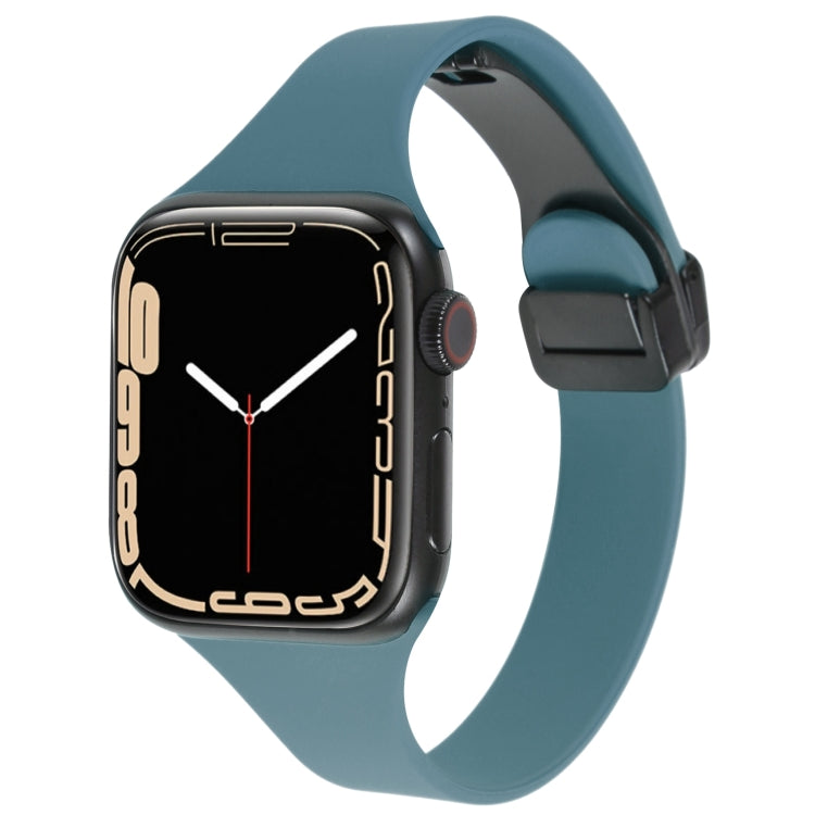For Apple Watch 8 41mm Magnetic Buckle Slim Silicone Watch Band(Light Green) - Watch Bands by PMC TechLife | Online Shopping South Africa | PMC TechLife