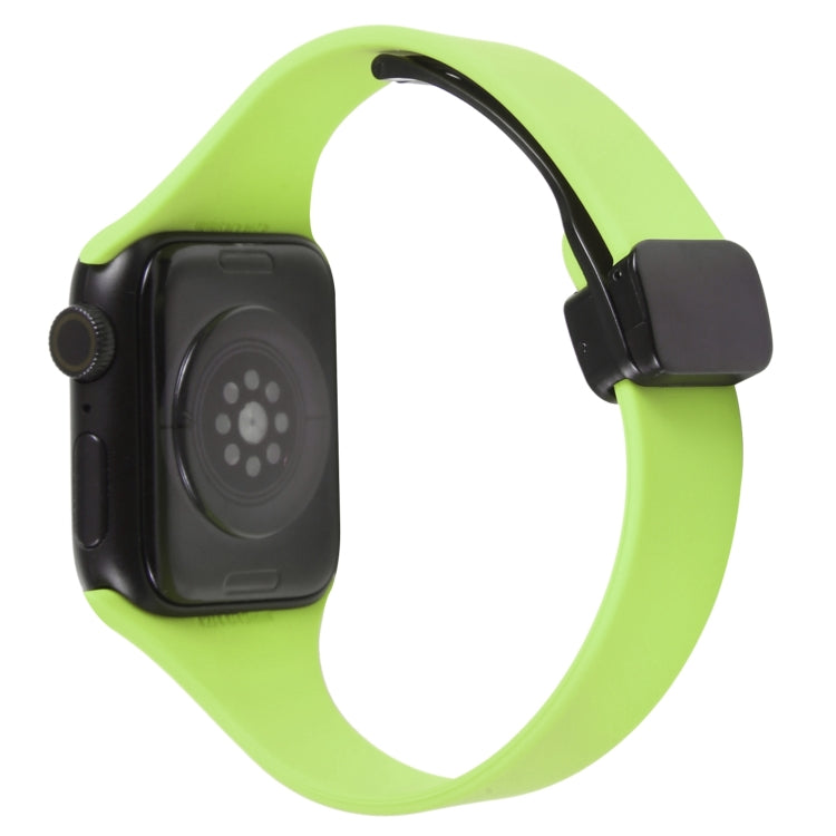 For Apple Watch 8 41mm Magnetic Buckle Slim Silicone Watch Band(Green) - Watch Bands by PMC TechLife | Online Shopping South Africa | PMC TechLife