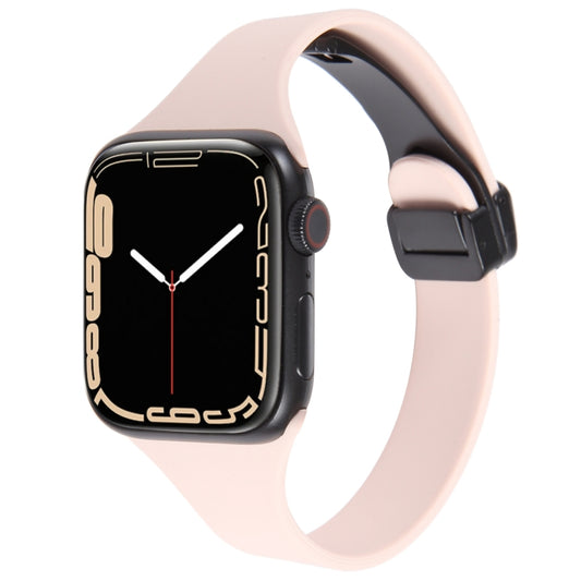 For Apple Watch 8 41mm Magnetic Buckle Slim Silicone Watch Band(Pink) - Watch Bands by PMC Jewellery | Online Shopping South Africa | PMC Jewellery