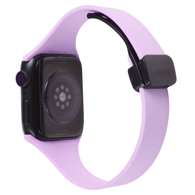 For Apple Watch 8 41mm Magnetic Buckle Slim Silicone Watch Band(Lavender) - Watch Bands by PMC Jewellery | Online Shopping South Africa | PMC Jewellery