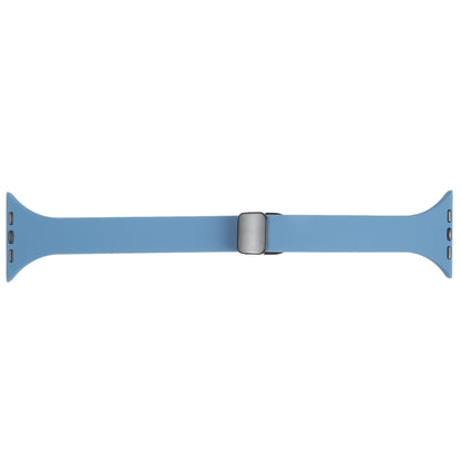 For Apple Watch 7 45mm Magnetic Buckle Slim Silicone Watch Band(Blue) - Watch Bands by PMC Jewellery | Online Shopping South Africa | PMC Jewellery