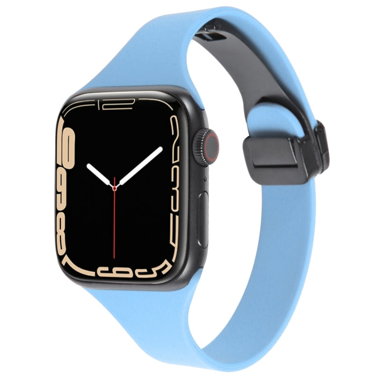 For Apple Watch 5 44mm Magnetic Buckle Slim Silicone Watch Band(Light Blue) - Watch Bands by PMC TechLife | Online Shopping South Africa | PMC TechLife