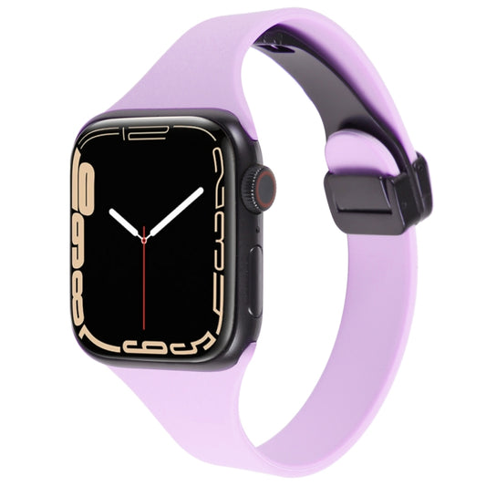 For Apple Watch 4 44mm Magnetic Buckle Slim Silicone Watch Band(Lavender) - Watch Bands by PMC Jewellery | Online Shopping South Africa | PMC Jewellery