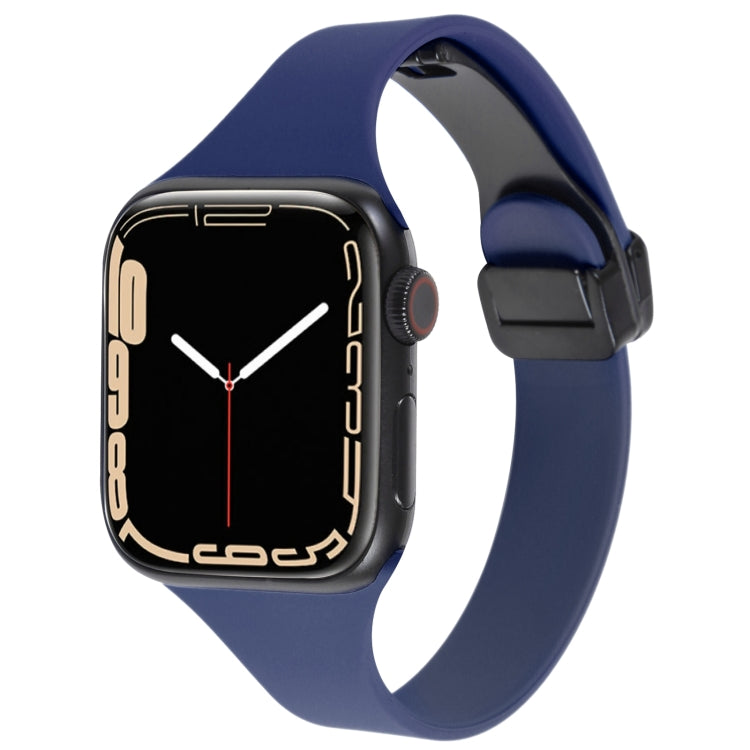 For Apple Watch 4 40mm Magnetic Buckle Slim Silicone Watch Band(Midnight Blue) - Watch Bands by PMC TechLife | Online Shopping South Africa | PMC TechLife