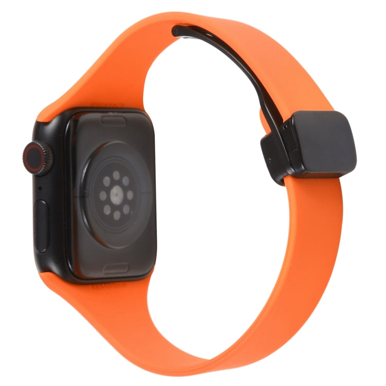 For Apple Watch 4 40mm Magnetic Buckle Slim Silicone Watch Band(Orange) - Watch Bands by PMC TechLife | Online Shopping South Africa | PMC TechLife