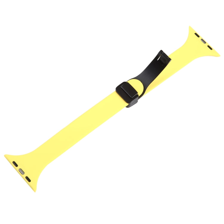 For Apple Watch 3 38mm Magnetic Buckle Slim Silicone Watch Band(Light Yellow) - Watch Bands by PMC TechLife | Online Shopping South Africa | PMC TechLife
