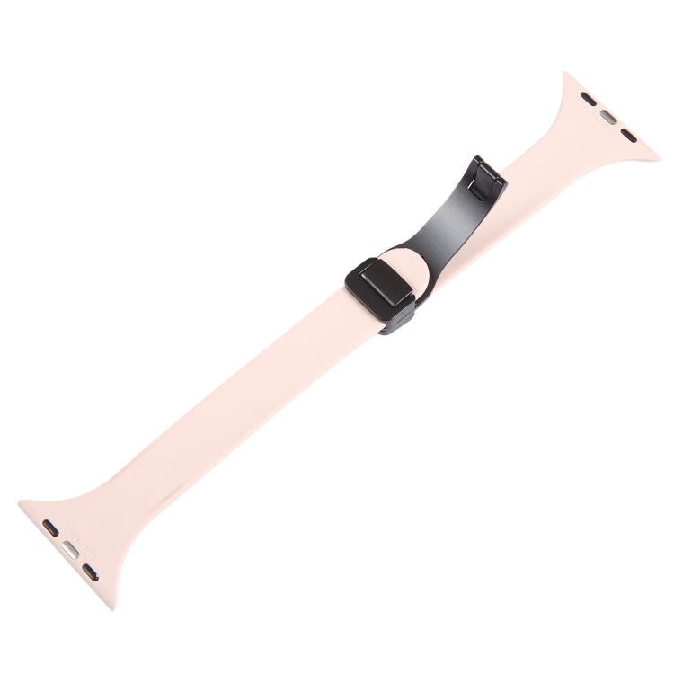 For Apple Watch 3 38mm Magnetic Buckle Slim Silicone Watch Band(Pink) - Watch Bands by PMC TechLife | Online Shopping South Africa | PMC TechLife