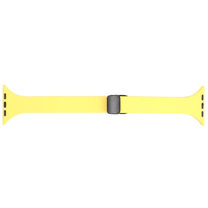 For Apple Watch 3 42mm Magnetic Buckle Slim Silicone Watch Band(Light Yellow) - Watch Bands by PMC Jewellery | Online Shopping South Africa | PMC Jewellery