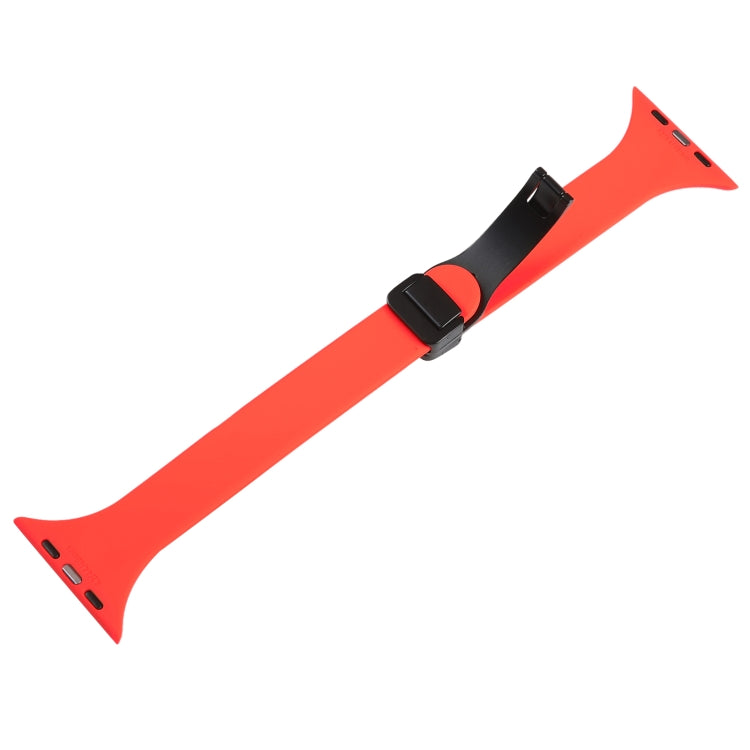 For Apple Watch 2 42mm Magnetic Buckle Slim Silicone Watch Band(Red) - Watch Bands by PMC TechLife | Online Shopping South Africa | PMC TechLife