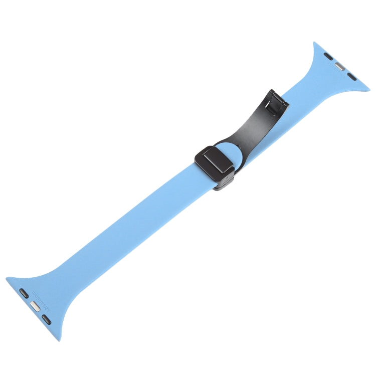 For Apple Watch 2 42mm Magnetic Buckle Slim Silicone Watch Band(Light Blue) - Watch Bands by PMC TechLife | Online Shopping South Africa | PMC TechLife