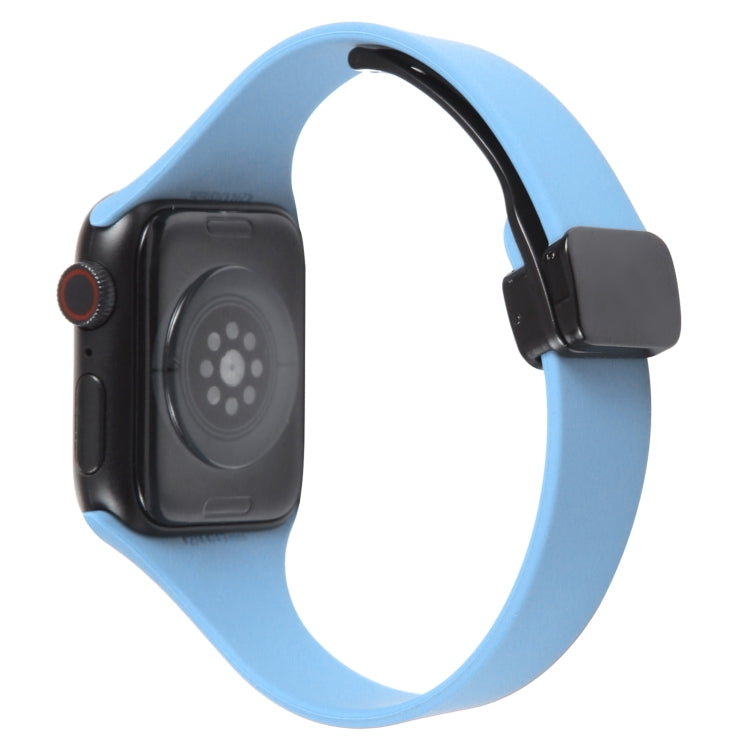 For Apple Watch 2 42mm Magnetic Buckle Slim Silicone Watch Band(Light Blue) - Watch Bands by PMC TechLife | Online Shopping South Africa | PMC TechLife
