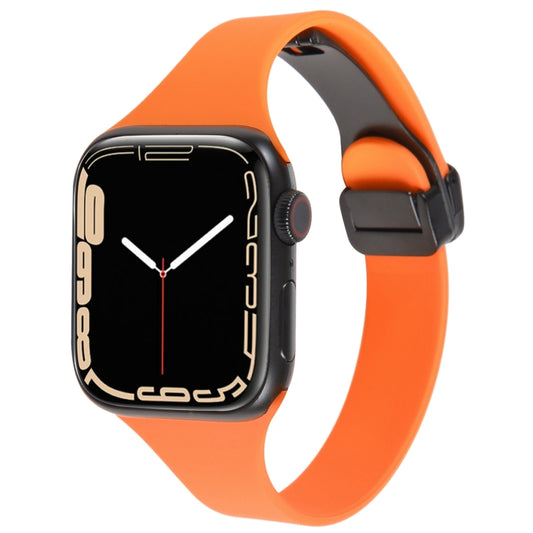 For Apple Watch 2 38mm Magnetic Buckle Slim Silicone Watch Band(Orange) - Watch Bands by PMC Jewellery | Online Shopping South Africa | PMC Jewellery