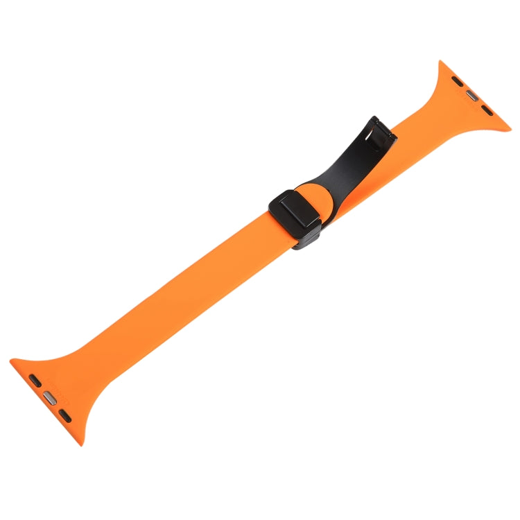 For Apple Watch 2 38mm Magnetic Buckle Slim Silicone Watch Band(Orange) - Watch Bands by PMC TechLife | Online Shopping South Africa | PMC TechLife