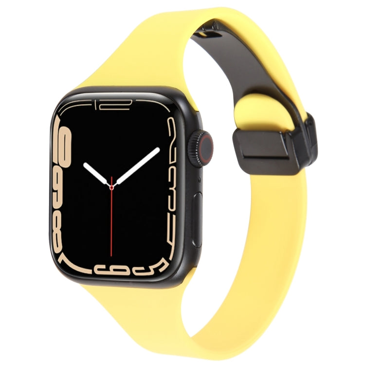 For Apple Watch 2 38mm Magnetic Buckle Slim Silicone Watch Band(Light Yellow) - Watch Bands by PMC TechLife | Online Shopping South Africa | PMC TechLife