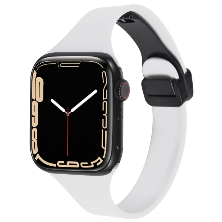 For Apple Watch 2 38mm Magnetic Buckle Slim Silicone Watch Band(White) - Watch Bands by PMC TechLife | Online Shopping South Africa | PMC TechLife