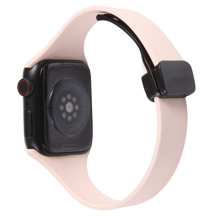 For Apple Watch 2 38mm Magnetic Buckle Slim Silicone Watch Band(Pink) - Watch Bands by PMC TechLife | Online Shopping South Africa | PMC TechLife