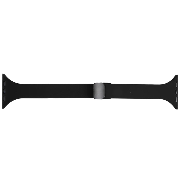 For Apple Watch 42mm Magnetic Buckle Slim Silicone Watch Band(Black) - Watch Bands by PMC TechLife | Online Shopping South Africa | PMC TechLife