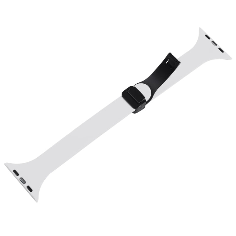 For Apple Watch 42mm Magnetic Buckle Slim Silicone Watch Band(White) - Watch Bands by PMC TechLife | Online Shopping South Africa | PMC TechLife