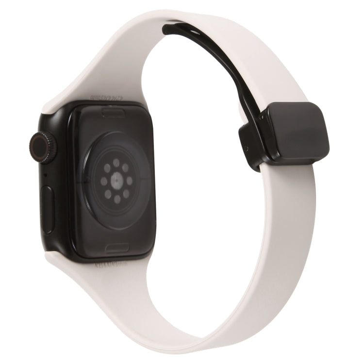 For Apple Watch 42mm Magnetic Buckle Slim Silicone Watch Band(Starlight) - Watch Bands by PMC TechLife | Online Shopping South Africa | PMC TechLife