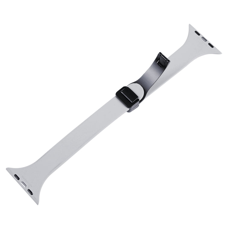 For Apple Watch 42mm Magnetic Buckle Slim Silicone Watch Band(Light Grey) - Watch Bands by PMC TechLife | Online Shopping South Africa | PMC TechLife