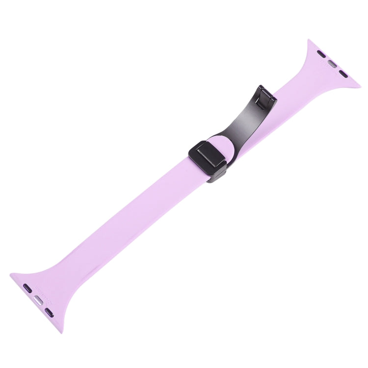 For Apple Watch 42mm Magnetic Buckle Slim Silicone Watch Band(Lavender) - Watch Bands by PMC TechLife | Online Shopping South Africa | PMC TechLife