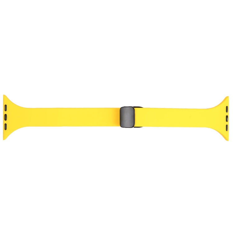 For Apple Watch 38mm Magnetic Buckle Slim Silicone Watch Band(Yellow) - Watch Bands by PMC TechLife | Online Shopping South Africa | PMC TechLife