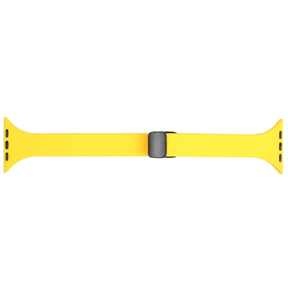 For Apple Watch 38mm Magnetic Buckle Slim Silicone Watch Band(Yellow) - Watch Bands by PMC Jewellery | Online Shopping South Africa | PMC Jewellery