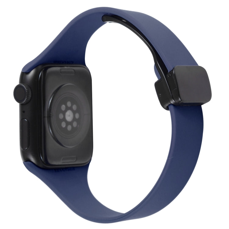 For Apple Watch 38mm Magnetic Buckle Slim Silicone Watch Band(Midnight Blue) - Watch Bands by PMC TechLife | Online Shopping South Africa | PMC TechLife