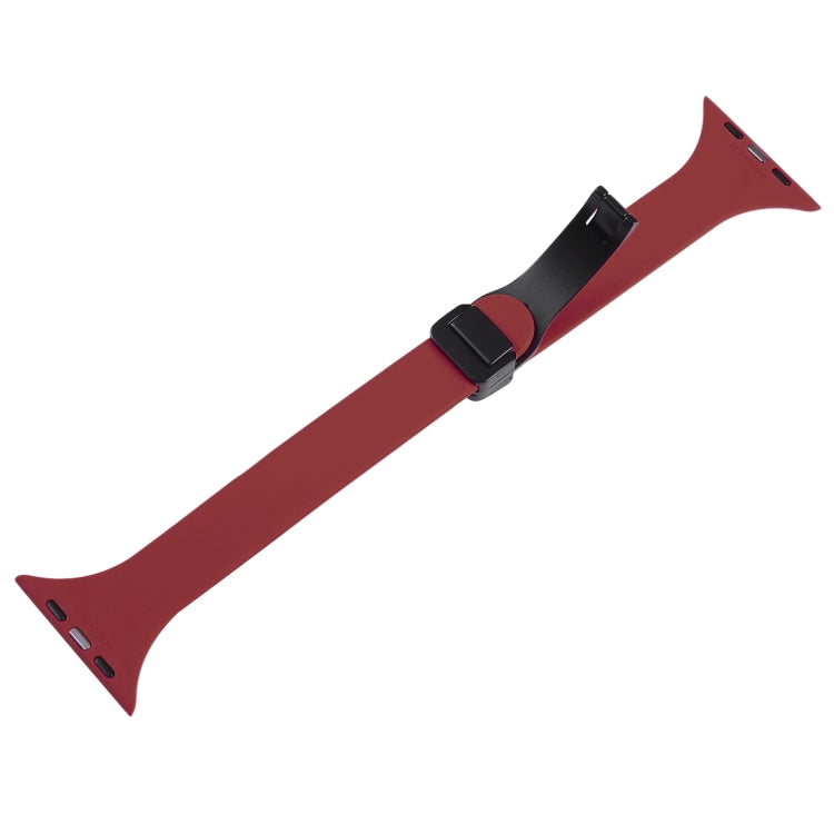 For Apple Watch 38mm Magnetic Buckle Slim Silicone Watch Band(Wine Red) - Watch Bands by PMC TechLife | Online Shopping South Africa | PMC TechLife