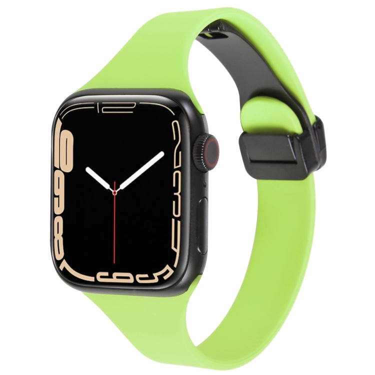 For Apple Watch 38mm Magnetic Buckle Slim Silicone Watch Band(Green) - Watch Bands by PMC TechLife | Online Shopping South Africa | PMC TechLife
