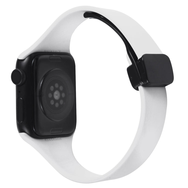 For Apple Watch 38mm Magnetic Buckle Slim Silicone Watch Band(White) - Watch Bands by PMC TechLife | Online Shopping South Africa | PMC TechLife