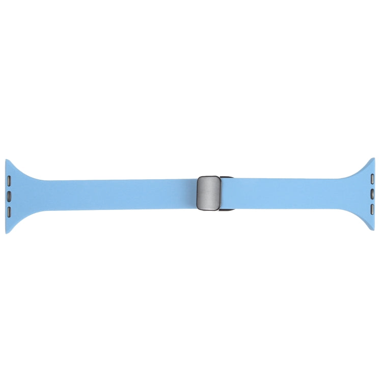 For Apple Watch 38mm Magnetic Buckle Slim Silicone Watch Band(Light Blue) - Watch Bands by PMC TechLife | Online Shopping South Africa | PMC TechLife