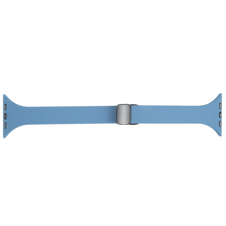 For Apple Watch 38mm Magnetic Buckle Slim Silicone Watch Band(Blue) - Watch Bands by PMC TechLife | Online Shopping South Africa | PMC TechLife