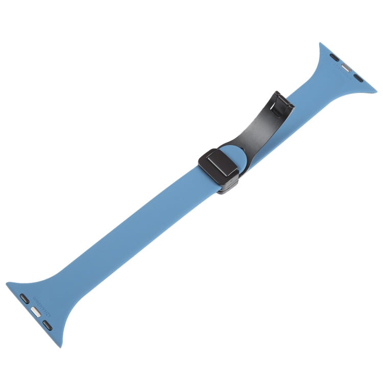 For Apple Watch 38mm Magnetic Buckle Slim Silicone Watch Band(Blue) - Watch Bands by PMC TechLife | Online Shopping South Africa | PMC TechLife