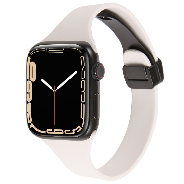 For Apple Watch 38mm Magnetic Buckle Slim Silicone Watch Band(Starlight) - Watch Bands by PMC Jewellery | Online Shopping South Africa | PMC Jewellery