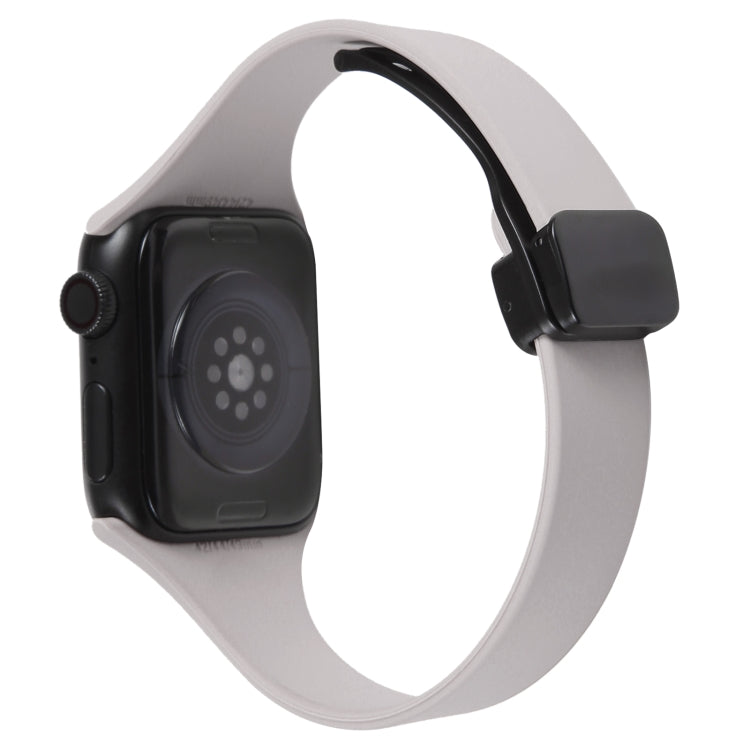 For Apple Watch 38mm Magnetic Buckle Slim Silicone Watch Band(Rock Grey) - Watch Bands by PMC Jewellery | Online Shopping South Africa | PMC Jewellery