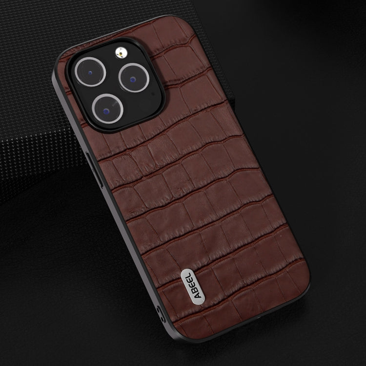 For iPhone 15 ABEEL Crocodile Texture Genuine Leather Phone Case(Brown) - free shipping - PMC TechLife - Order now!