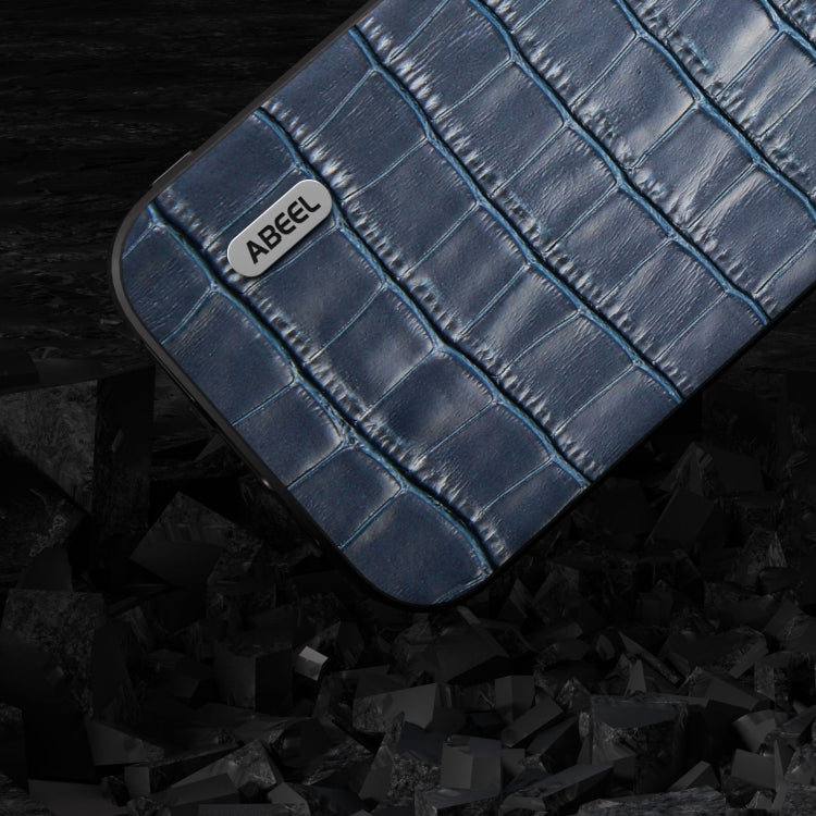 For iPhone 14 ABEEL Crocodile Texture Genuine Leather Phone Case(Blue) - free shipping - PMC TechLife - Order now!