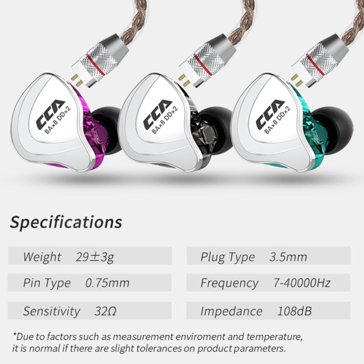 CCA CCA-C10 3.5mm Gold Plated Plug Ten Unit Hybrid Wire-controlled In-ear Earphone, Type:without Mic(Charm Black) - free shipping - PMC TechLife - Order now!