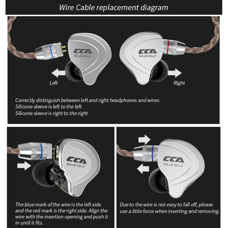 CCA CCA-C10 3.5mm Gold Plated Plug Ten Unit Hybrid Wire-controlled In-ear Earphone, Type:without Mic(Charm Black) - free shipping - PMC TechLife - Order now!