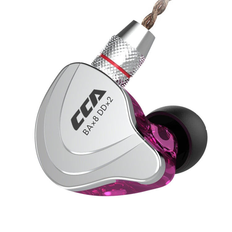 CCA CCA-C10 3.5mm Gold Plated Plug Ten Unit Hybrid Wire-controlled In-ear Earphone, Type:without Mic(Streamer Purple) - free shipping - PMC TechLife - Order now!