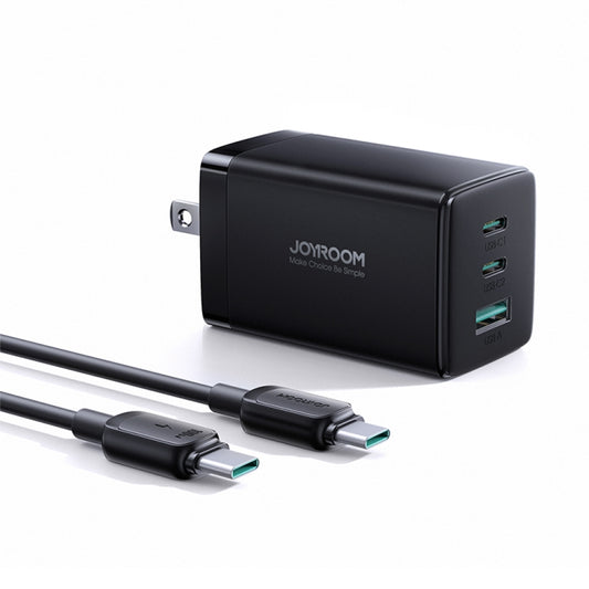 JOYROOM TCG01 GaN Ultra 3 in 1 65W Fast Charger with USB-C / Type-C Cable, US Plug(Black) - USB Charger by JOYROOM | Online Shopping South Africa | PMC Jewellery