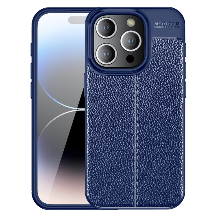 For iPhone 15 Pro Max Litchi Texture Shockproof TPU Phone Case(Blue) - free shipping - PMC TechLife - Order now!