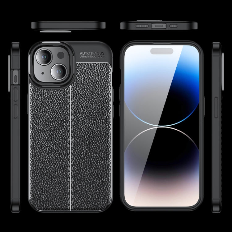 For iPhone 15 Litchi Texture Shockproof TPU Phone Case(Black) - free shipping - PMC TechLife - Order now!