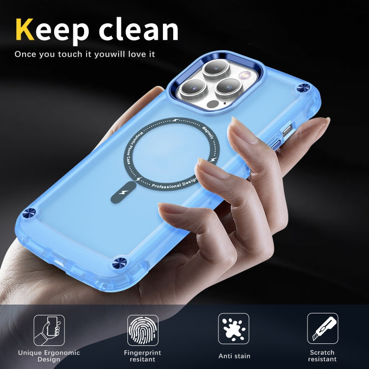 For iPhone 15 Plus Skin Feel TPU + PC MagSafe Magnetic Phone Case(Transparent Blue) - free shipping - PMC TechLife - Order now!