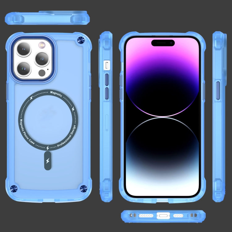 For iPhone 15 Plus Skin Feel TPU + PC MagSafe Magnetic Phone Case(Transparent Blue) - free shipping - PMC TechLife - Order now!