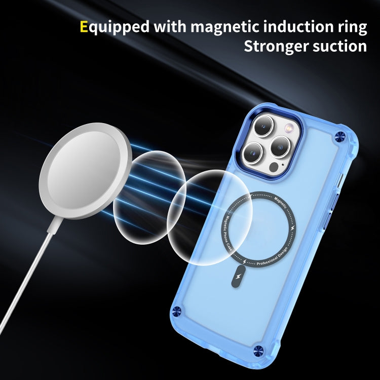 For iPhone 15 Plus Skin Feel TPU + PC MagSafe Magnetic Phone Case(Transparent Blue) - free shipping - PMC TechLife - Order now!